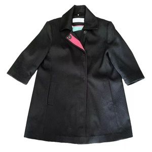 Tahari Women’s Black Trench Coat Jacket w/ Pink Lining Pockets Mid Weight Medium